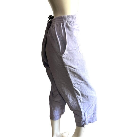 Vintage Koret Linen Blend Floral Pant Suit Sz Large Womens Purple Button Front S - Picture 14 of 16